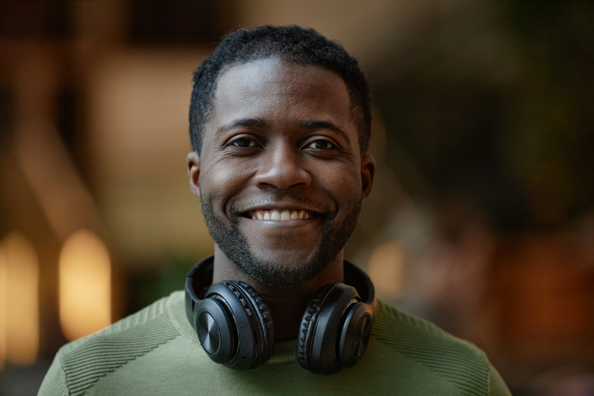 Black Man with Headphones Portrait
